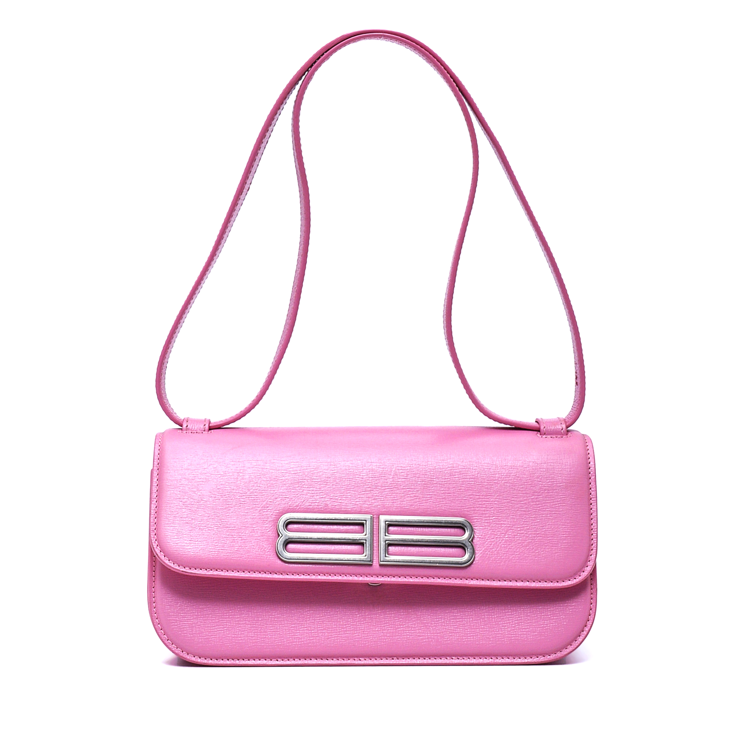 Balenciaga- Pink Gossip BB Plaque Leather Shoulder Bag